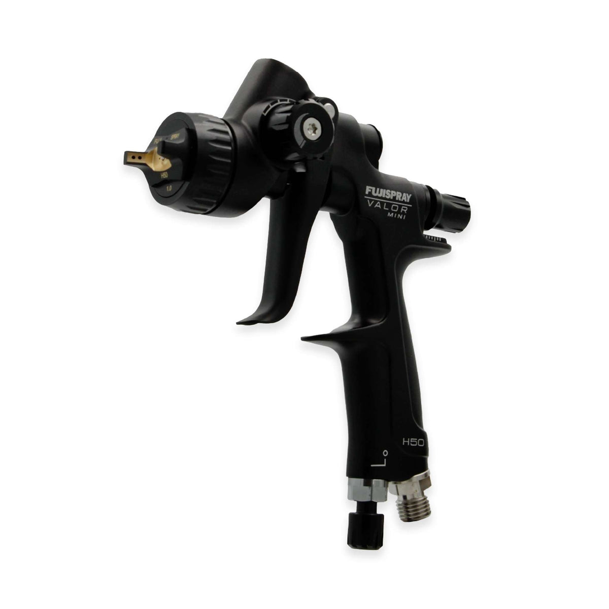 VALOR Mini H50 Compressor Spray Gun - Gravity Feed, 200cc Nylon Cup - 1.0 mm Air Cap Set