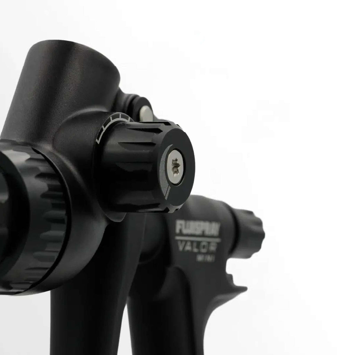 Close-up of the VALOR Mini H50 side-mounted fan pattern control knob.