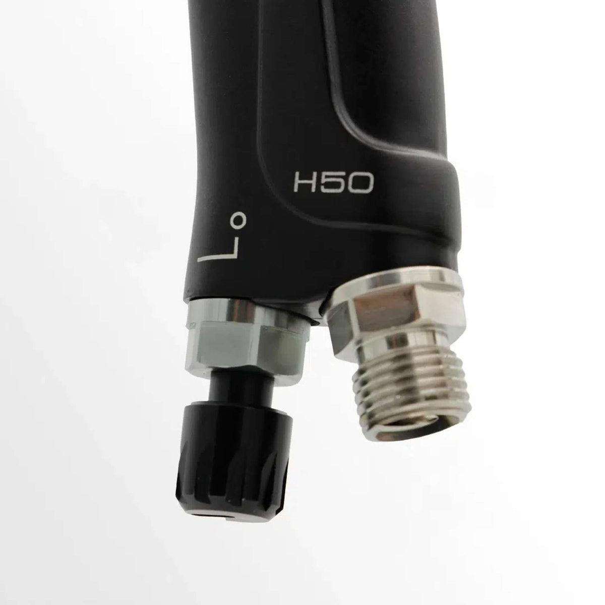 Close-up of the H50 marking and the air inlet fitting at the base of the handle.