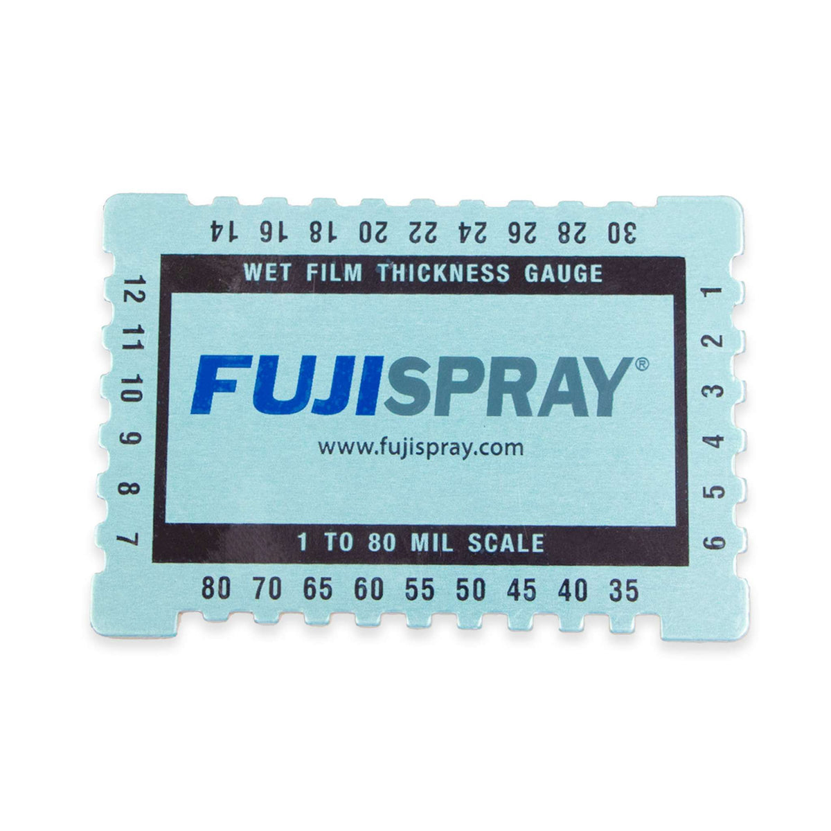 Fuji Spray wet film thickness gauge, front, 1 to 80 mil scale.