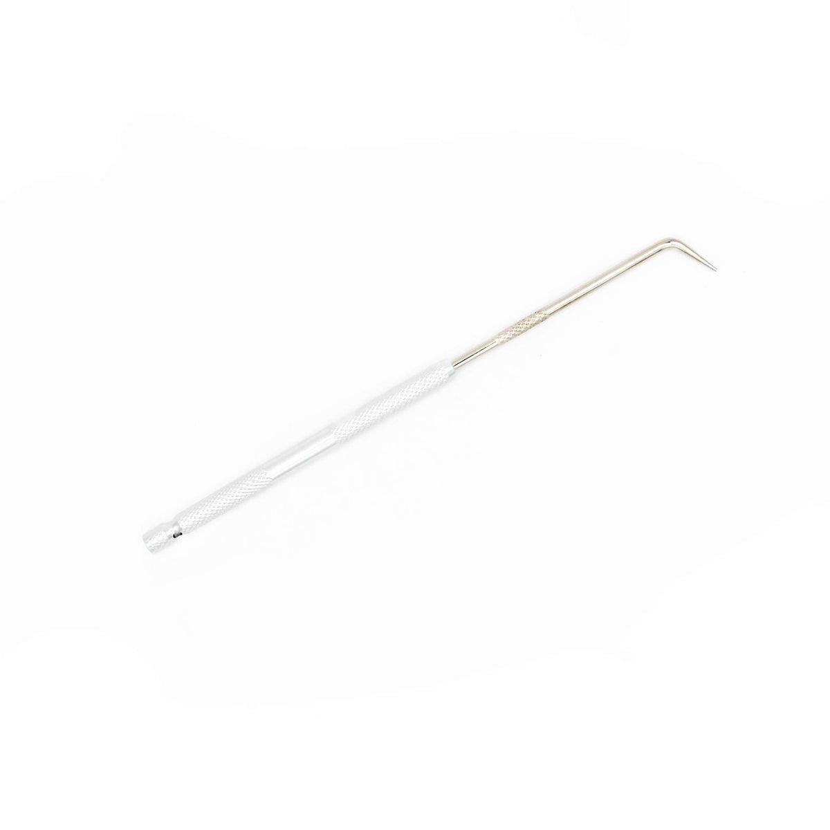 Bent stainless steel pick for clearing fluid passages, from the 19-piece kit.