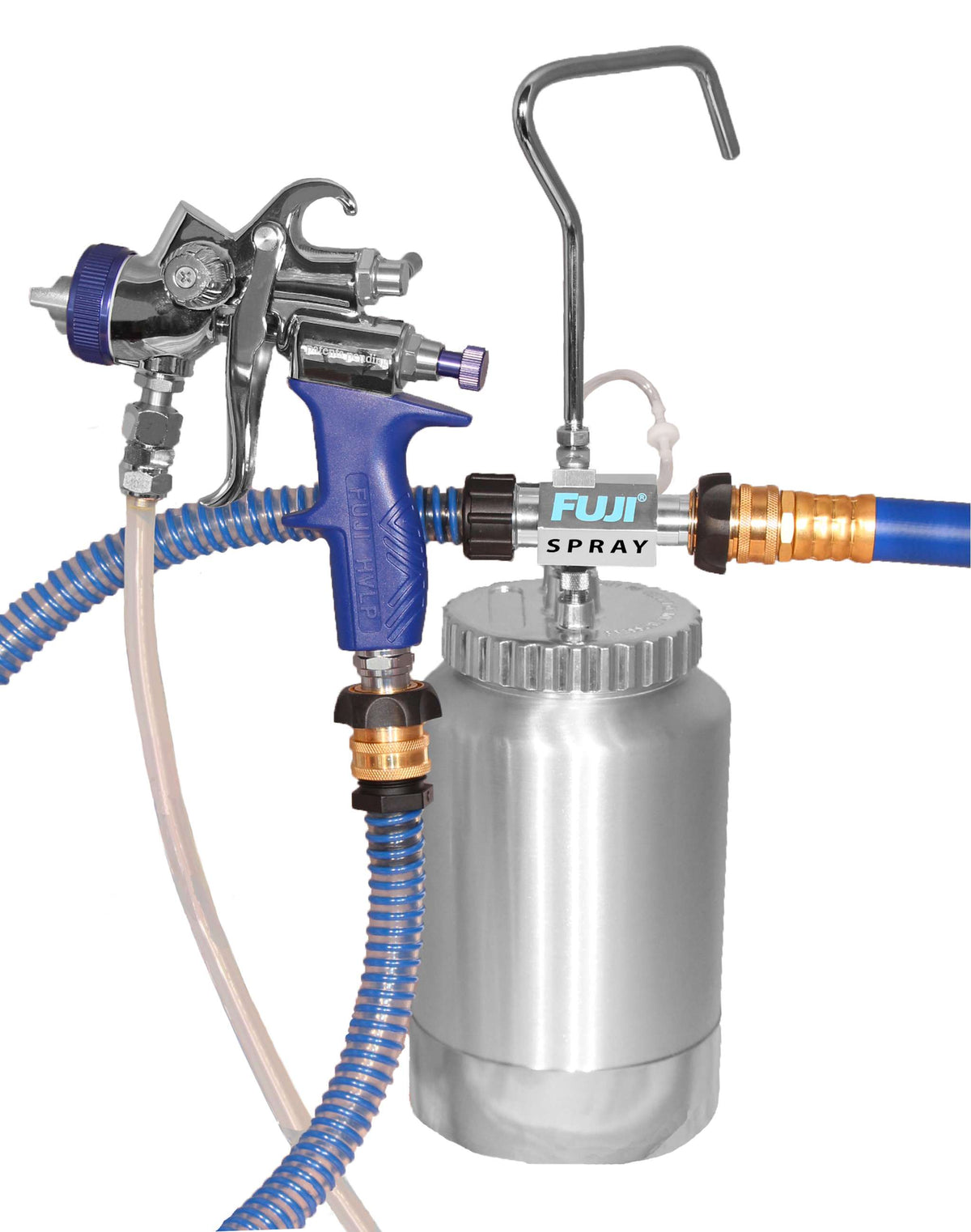2 Qt. HVLP Pressure Pot Kit in use.