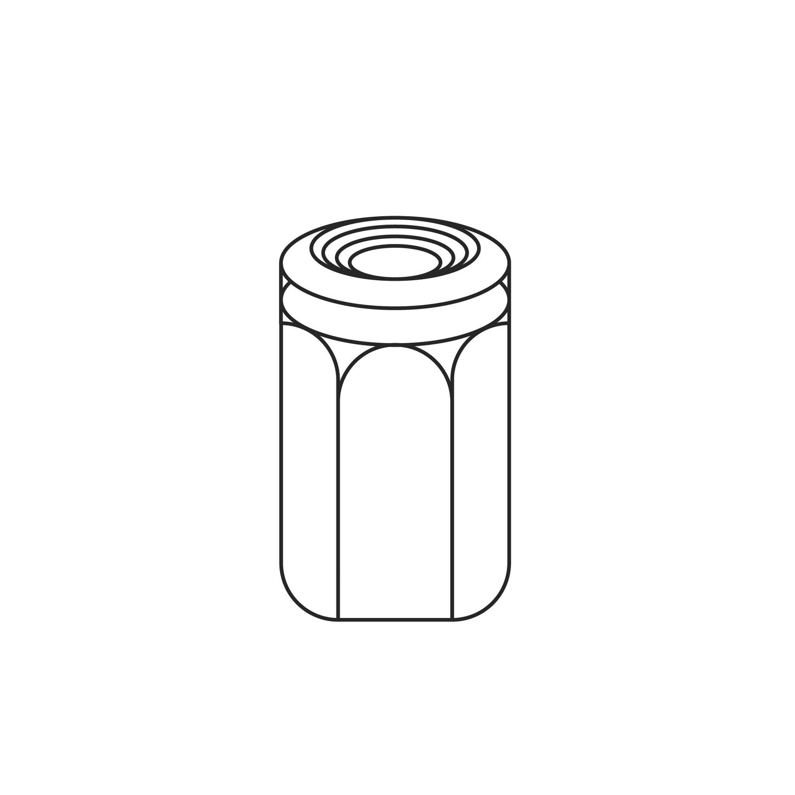 Line drawing of the Fuji Spray 1 qt bottom-feed cup strainer (9055).