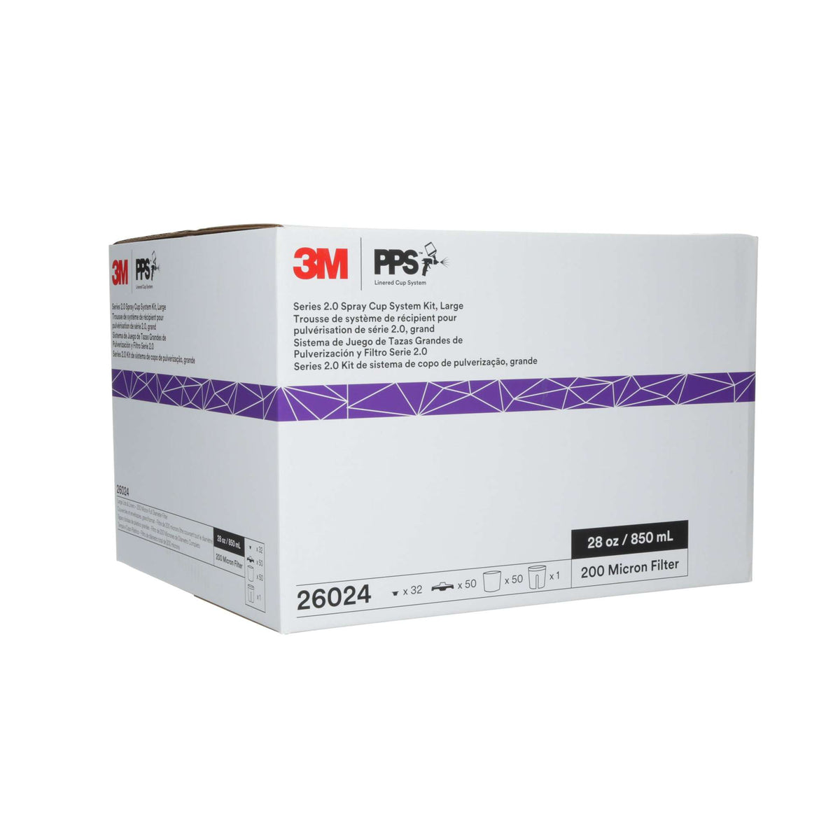 3M PPS 2.0 Cup Kit - Large 850 ml, 50 Lids & Liners