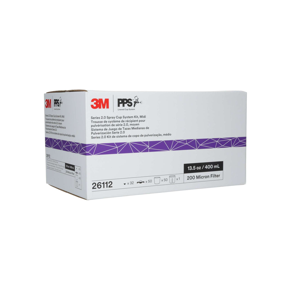 3M PPS 2.0 Cup Kit - Midi 400 ml, 50 Lids & Liners