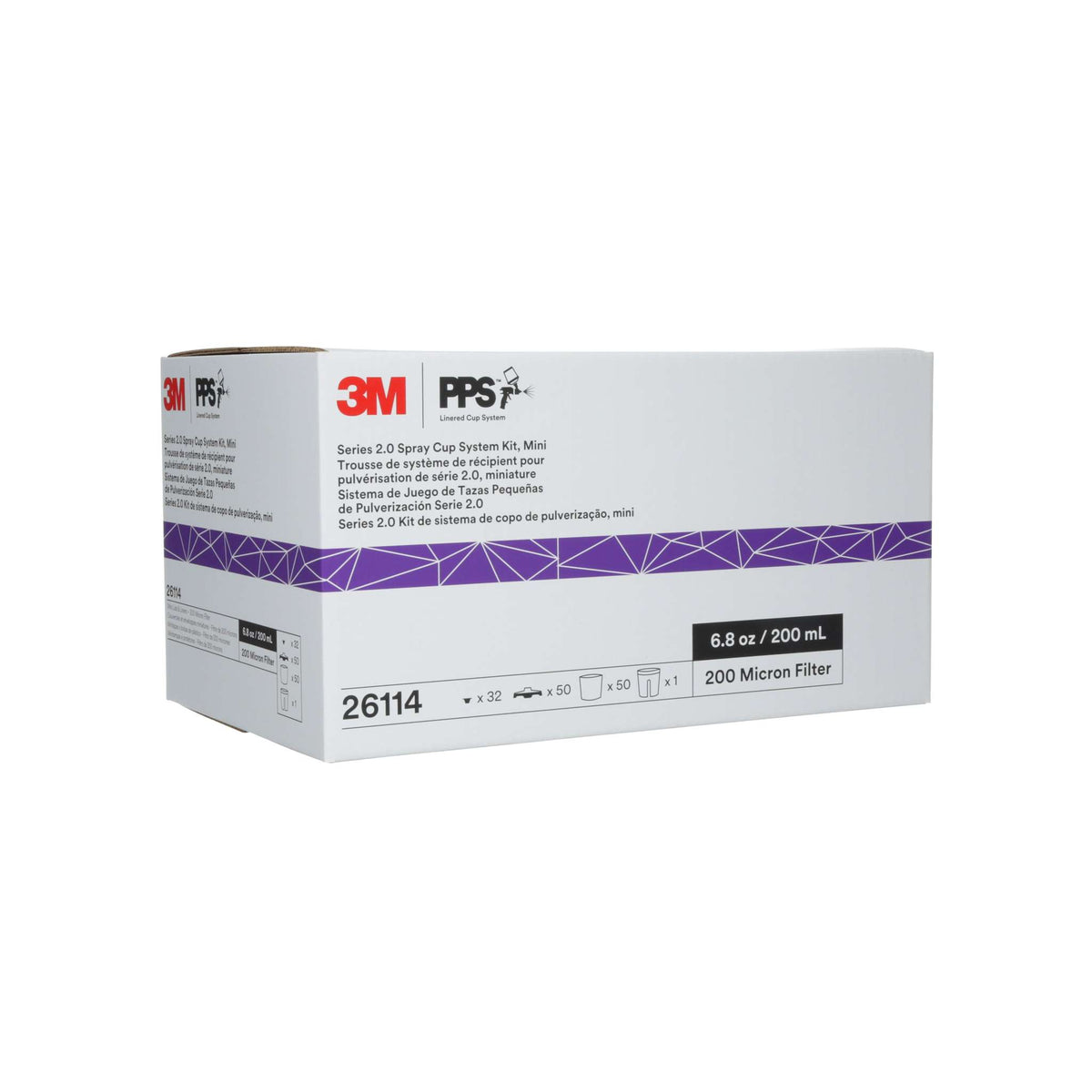3M PPS 2.0 Cup Kit - Mini 200 ml, 50 Lids & Liners