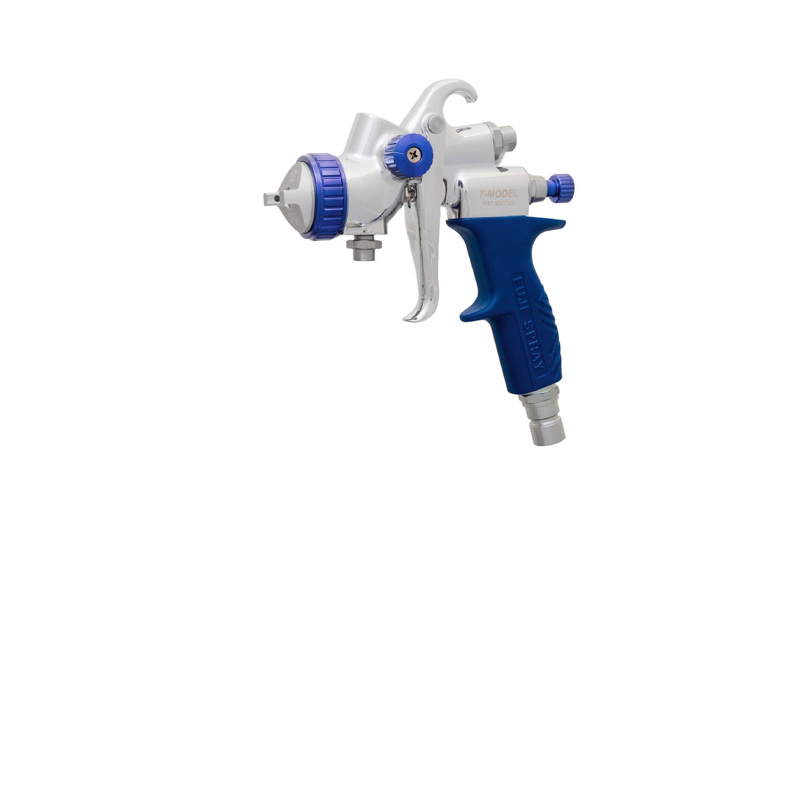 Fuji Spray T70 HVLP bottom feed spray gun without its cup, three-quarter view.